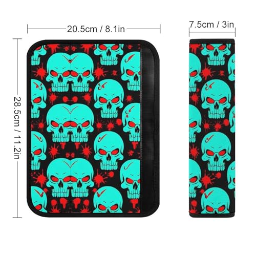 Women's Car Belt Covers, Halloween Cool Red Blood Zombie Skull Fashion Cushion Pad Car Shoulder Strap Harness Pad - color: Color847