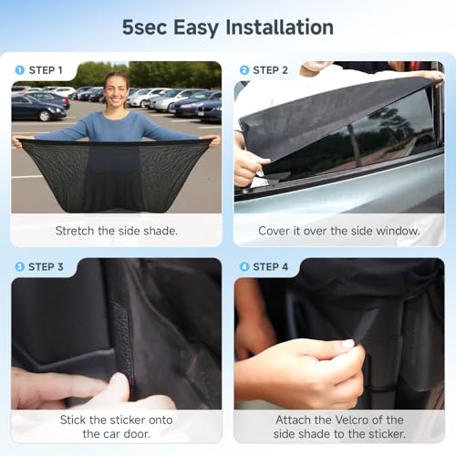 DMJN Car Window Shades for Baby (100% UV & Sun Block) Car Side Windows Covers Sun Shades for Baby in Car,Easy-Install Nano Ice-Crystal Coating-Universal Fit (Medium),2 Pack