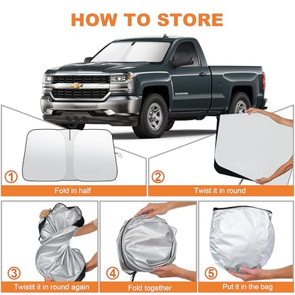 2026 Upgrade Front Windshield Sunshade fit for Chevrolet Silverado 2014-2019 Reflector Foldable Car Shade Automotive Windshield Sunshades for Chevrolet Silverado Windshield Sun Shade - size: Fit for Chevrolet Silverado 2014-2019