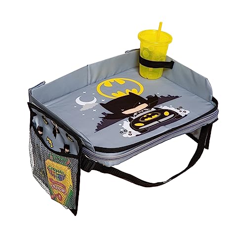 J.L. Childress Warner Bros. 3-IN-1 Kids Travel Tray & Tablet Holder - Car Seat Lap Tray Desk for Toddlers, Road Trip Essentials, Car Seat Activity Table, Travel Accessories - Batman - style: Batman