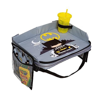 J.L. Childress Warner Bros. 3-IN-1 Kids Travel Tray & Tablet Holder - Car Seat Lap Tray Desk for Toddlers, Road Trip Essentials, Car Seat Activity Table, Travel Accessories - Batman - style: Batman
