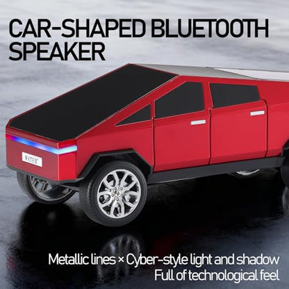 WS-580 Futuristic Pickup Truck Bluetooth Replica Speaker with LED Display Screen – TWS, FM, USB/TF, LED Headlights, Mic, Practical Gift for Car Model Fans, Audio Users & Tech Hobbyists (Red) - color: Red