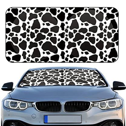 Windshield Sun Shade Foldable Car Front Window Covers for Car Accessories Sun Heat UV Rays Visor Protector Protection for Universal Cars SUV Truck(Cow Print) - style: Cow Print