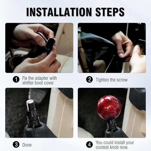 Universal Gear Shift Knob Adapter 12x1.25,Aluminum Alloy Shifter Knob Adapter,Gear Shift Adapter for Non-Threaded Manual Shifters M12x1.25(Red) - color: M12x1.25(Red)