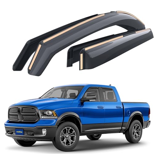 Goodyear Shatterproof in-Channel Window Deflectors for Dodge Ram 1500 Classic 2019-2024 Crew Cab, Rain Guards, Window Visors for Cars, Vent Deflector, Car Accessories, 4 pcs - GY007729 - color: For RAM 1500 Classic 19-24 Crew Cab