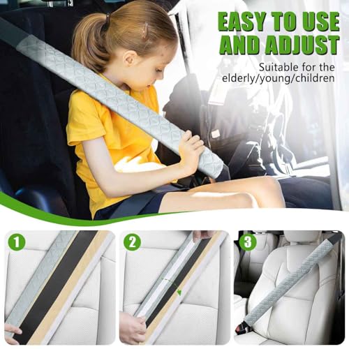 24 Inch Long Car Seatbelt Cover, Soft Comfort Seatbelt Protector Pads Strap Protecting Neck Shoulder Clothes for Car SUVS Truck (Grey) - color: Smoke Gray