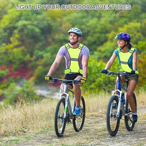 Ptwola Reflective Running Vest High Visibility Running Gear with Large Pocket Night Lightweight Reflective Safety Vest - color: Green