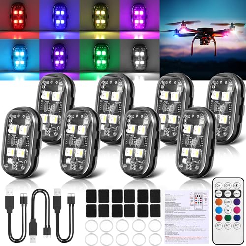 2025 Upgraded 4LEDs 8PCS Wireless LED Lights for Car, Halloween High Brightness Strobe Light with Remote Control, 2 in 1 Type-C Recharge 8 Colors IP65 Waterproof Anti-Collision Wireless Strobe Lights - size: 8PCS (Upgraded)