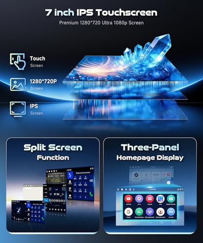 Android 15/4+64G Car Radio Double Din Car Radio with Wireless Carplay&Android Auto,7 inch 1280*720P IPS TouchScreen Car Audio Receivers with WiFi GPS EQ BT5.0 FM/RDS Radio Mirror Link AHD Rear Camera - style: style 2