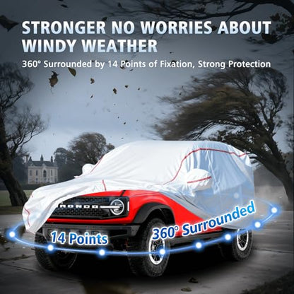Car Cover Waterproof All Weather for Bronco 2020-2025,All-Around Fastening and 4 Upgrades, 60s Quick-Install for Car Cover - size: 3（for Bronco）