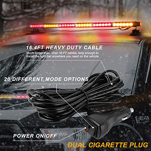 ASPL 38.5" 78 LED Strobe Light Bar Double Side Flashing High Intensity Emergency Warning Flash Strobe Light with Magnetic Base for Safety Construction Vehicles Tow Trucks Pickup (Amber/Red) - color: Amber/Red