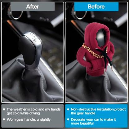 Funny Gear Shift Hoodie Cover, Car Shifter Knob Sweatshirt, Universal Stick Shift Cover for Car Gear Handle - color: Red