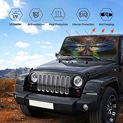 Dragonfly Car Windshield Sunshade Front Window Sun Visor Protector Foldable Shield Cover for Truck SUV - color: Black1