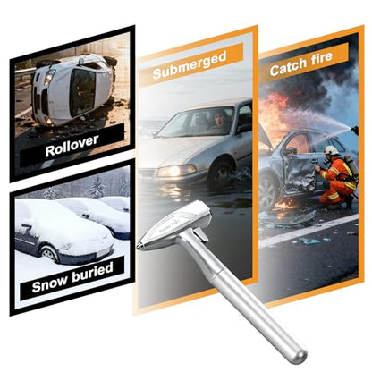 Car Window Breaker, Automotive Safety Hammer With Seatbelt Cutter, 3-in-1 Emergecy Escape Tool Car Metal Window Breaker Seatbelt Cutter, Aluminium Alloy Glass Breaker Hammer(Sliver 2Pack) - color: Sliver, size: 2 Pack