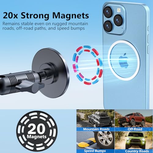 DIAMOOKY Metal Ultra Magnetic Phone Mount for Toyota 4Runner 2024 2023 2022 2021 2020-2010 5th Gen 4runner Accessories Dash Cell Phone Holder Adjustable Phone Stand Fit for All Smartphone for MagSafe - style: 2010-2024 (Magnetic)