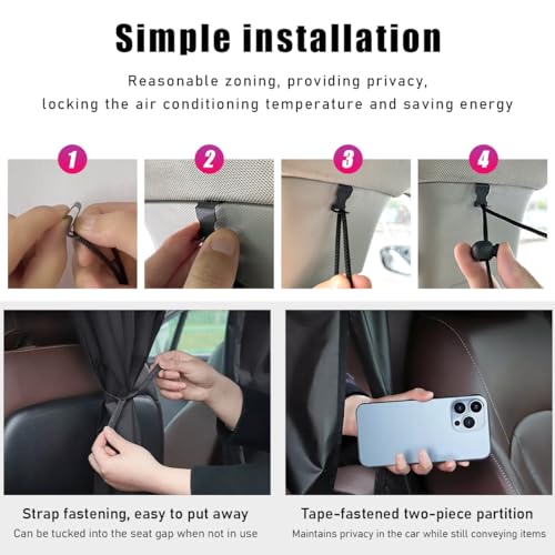 Ohleats Car Divider Curtain, Automotive Privacy Blackout Divider Curtain for Sleeping & Camping, Removable Vehicle Sunshade Screen Blocks Heat, UV Rays, Universal Car Accessories - size: 1 PCS