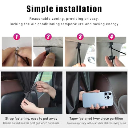 Ohleats Car Divider Curtain, Automotive Privacy Blackout Divider Curtain for Sleeping & Camping, Removable Vehicle Sunshade Screen Blocks Heat, UV Rays, Universal Car Accessories - size: 1 PCS
