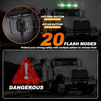 ASPL 26inch 126 LED Rooftop Emergency Strobe Lights Bar Double Side Flashing Safety Warning Traffic Advisor Light Bar Hazard Snow Plow Light for Trucks Vehicles Construction Tow Pickup(Green/White) - color: Green/White
