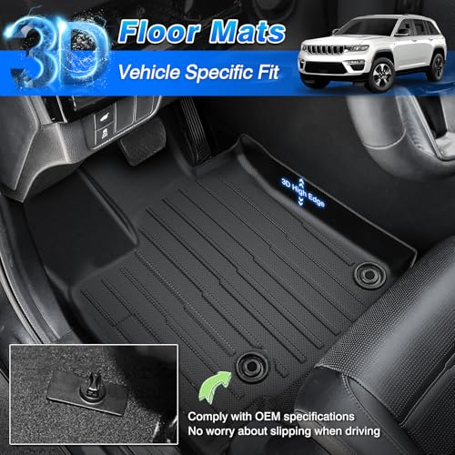 Grand Cherokee Floor Mats - Car Mats for Jeep Grand Cherokee 5-Seater 2022-2025(Include 4xe, Not WK or L), All Weather Floor Mats and Cargo Liner for Grand Cherokee Accessories, Heavy Duty Rubber Mats - size: 2)Jeep Grand Cherokee【22-25】Full set