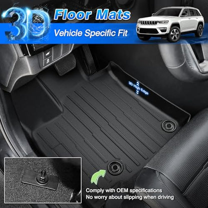 Grand Cherokee Floor Mats - Car Mats for Jeep Grand Cherokee 5-Seater 2022-2025(Include 4xe, Not WK or L), All Weather Floor Mats and Cargo Liner for Grand Cherokee Accessories, Heavy Duty Rubber Mats - size: 2)Jeep Grand Cherokee【22-25】Full set