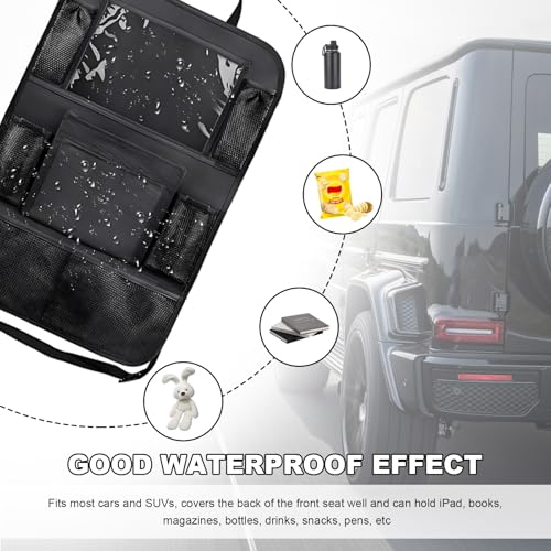2PCS Car Backseat Organizer, Oxford Car Back Seat Protecter Kick Mat with Touch Screen Tablet Holder, Waterproof Automotive Seatback Storage Bag with Multi Functional Pockets (Regular Style) - color: Regular Style
