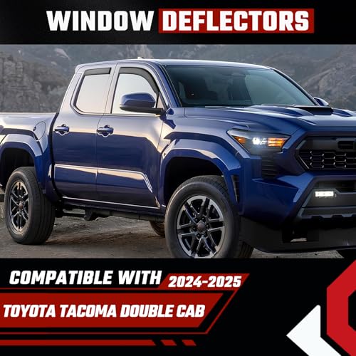 in-Channel Window Rain Guards Compatible with Toyota Tacoma Double Cab 2024 2025 Full Size Shatterproof Side Window Deflectors, Window Visors, Wind Deflectors -Black, 4 PCS - size: Fit for Tacoma Double Cab 2024-2025-in Channel