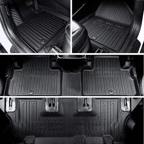 Floor Mats Cargo Mat with Backrest Mats for 2020-2025 Kia Telluride 7/8 Passenger Car Mats Accessories, All Weather TPE Protectors Cargo Liner Seat Back Covers(Floor Mats+2-in-1 Cargo Mat) - size: Floor Mats + 2-in-1 Cargo Mat