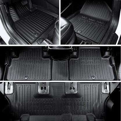 Floor Mats Cargo Mat with Backrest Mats for 2020-2025 Kia Telluride 7/8 Passenger Car Mats Accessories, All Weather TPE Protectors Cargo Liner Seat Back Covers(Floor Mats+2-in-1 Cargo Mat) - size: Floor Mats + 2-in-1 Cargo Mat