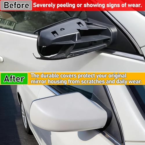 Moonlinks Mirror Cover Replacement Compatible With Nissan Altima 2.5L 2007 2008 2009 2010 2011 2012, Pearly White Right Passenger Side Clip-on Mirror Cap WITHOUT Turn Signal, Replace for 96301-JB13E - color: Right White