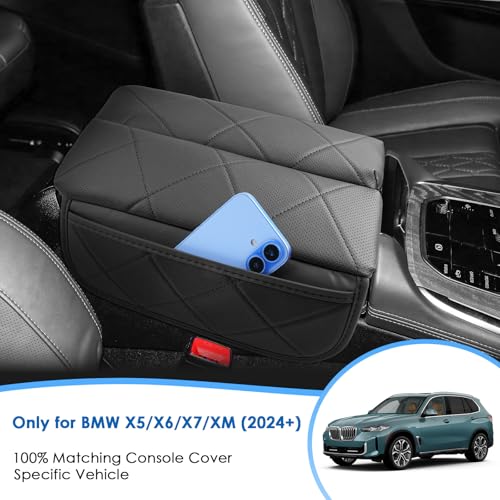 2024 2025 2026 X5/X6/X7/XM Center Console Cover for BMW Dual-Opening Center Console, Cushion&Comfy Leather Armrest Cover 2026 2025 X5 X6 X7 XM Accessories (Padded) - color: for X5/X6/X7/XM (2024-2026)