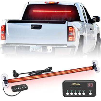XRIDONSEN 35 inch Traffic Advisor Light Bar 144 LED Red Emergency Lights Warning Flashing Safety Front/Rear Windshield strobe Lights w/Controller for Police Firefighter Vehicles Trucks - color: Red