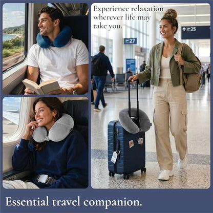 Brookstone Microbead Travel Head and Neck Pillow Lightweight and Plush with Phone or Headphone Pocket, Dark Grey