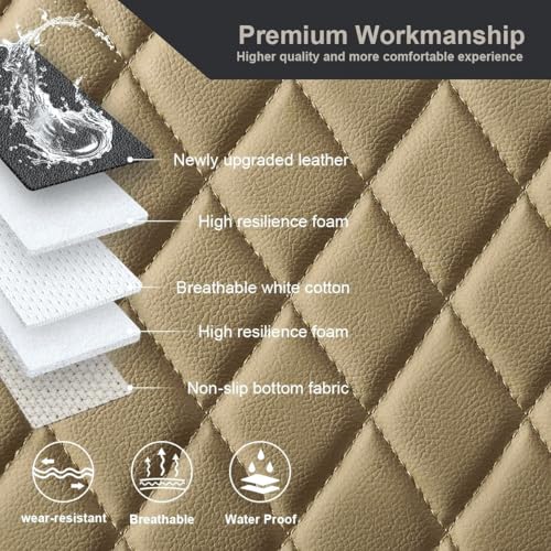 West Llama Pu Leather Car Seat Bottom Covers Protectors Include 1 Pair Front Driver Seat Pad Mat and 1 Rear Bench Cover Universal Fit 90% Vehicles,Beige - color: A-Beige, size: Universal Fit - Full Set