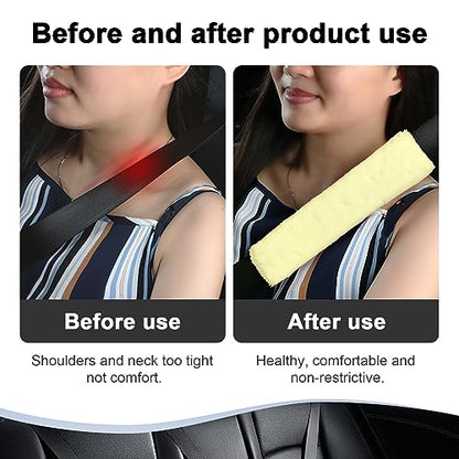 Ziciner 2 Packs Car Seatbelt Covers Shoulder Pad, Universal Soft Faux Sheepskin Shoulder Cover for Comfortable Driving, Fluffy Seat Belt Protector Help to Protect Your Neck and Shoulder (Beige) - color: Beige