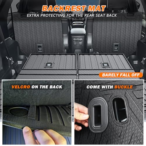 KUST Trunk Cargo Mat for Ford Explorer 2020-2025 2026 (6 Seats), TPE Rubber Rear Cargo Liner with 2nd/3rd Row Backrest Mat for Explorer Accessories All Weather Back Seat Protector Cover - style: Explorer 2020-2026 │ Trunk + Backrest Mat