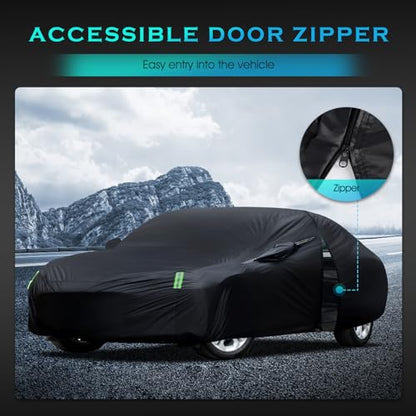 Car Cover Waterproof All Weather for Automobiles, Size A3 Universal Fit for Sedan Camry, Ford Mustang, Chevy Camaro/Malibu, Kia Optima, Hyundai Sonata, Nissan Altima, Tesla Model (187-198 inch) - size: A3 Fit Sedan Length 187 To 198 inch