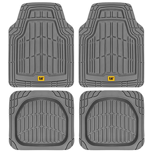 Cat® ToughRide™ Heavy-Duty 4 Piece Rubber All Season Floor Mats for Car Truck Van SUV, Black - Premium Trim to Fit Cars Floor Mat, All Weather Deep Dish Automotive Floor Mats, Total Dirt Protection - color: Gray Classic