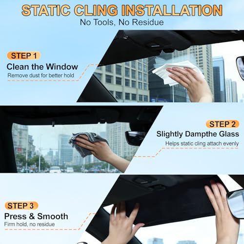 XCBYT Square Car Window Shades - Mixed Size 4 Pack Static Cling Sun & Glare Blocker, Removable Semi-Transparent Window Tint for Windshield, Side & Rear Windows (2 Small + 2 Long) - color: 4*Semi-Transparent, size: 9.84" X 7.09" + 15.75" X 7.09"
