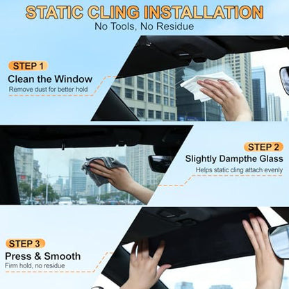 XCBYT Square Car Window Shades - Mixed Size 4 Pack Static Cling Sun & Glare Blocker, Removable Semi-Transparent Window Tint for Windshield, Side & Rear Windows (2 Small + 2 Long) - color: 4*Semi-Transparent, size: 9.84" X 7.09" + 15.75" X 7.09"
