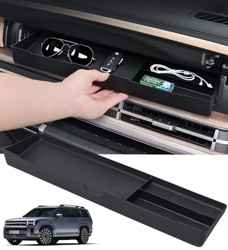 Upper Glove Box Organizer for Hyundai Santa Fe 2026 2025 2024, Interior Accessories Passenger Side Storage Drawer Box Organizer Insert Tray for 2024-2026 Santa Fe, Black - style: 6) Fits for 2024-2026 Santa Fe