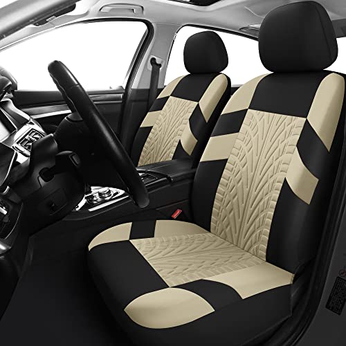 Pariitadin Car Seat Covers Front Pair, Washable and Breathable Seat Covers for Cars, Universal Fit Car Interior Covers for Most Sedan Truck SUV, Black/Beige - color: 4-Black/Beige, size: FRONT PAIR