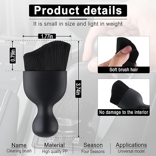 GaRhomxy Car Detailing Brushes, Car Interior Dust Sweeping Soft Brush, Soft Bristles Brush Cleaning Tool for Automotive Dashboard, Air Conditioner Vents, Computer, Scratch Free(Black) - color: Black