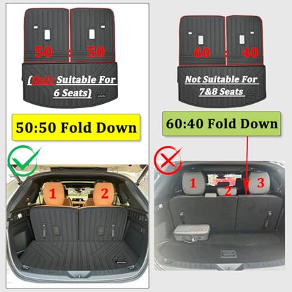 Large Cargo Liners for Mazda CX90 CX-90 2024 2025 (Only Suitable for 6 Seats) (Not Suitable for 7&8 Seats),TPE All Weather Protection with Trunk Mat Covering The backrest - size: 2024 2025 CX90 Cargo Mats-6 Seats