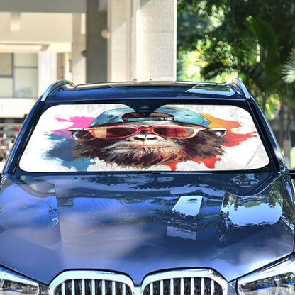 Windshield Sun Shade Gorilla Monkey Front Window Block UV Shades Visor Reflective Retractable for Car SUV Trucks - color: F024