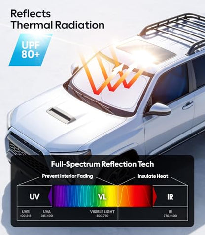 Wigoo for Toyota 4Runner Windshield Sunshade [OEM Design, 100% Sun Blockage] Foldable Heat Insulation Sun Shade with Storage Bag, for Toyota 4Runner (2010-2026), Silver Coating - size: for Toyota 4Runner(2010-2026)