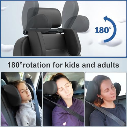 Car Headrest Pillow,Head, Neck Support Pillow,U Shaped Car Sleeping Pillow,180° Adjustable,Improve Head and Neck Posture and Adjust Sleep Position,Suitable for Kids and Adults (Grey) - color: Grey