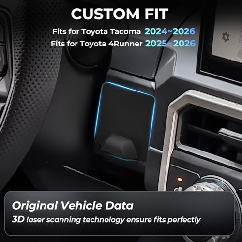 Center Console Organizer Drawer Storage Tray for Toyota Tacoma 2026 2025 2024 4th Gen & Toyota 4Runner 2026 2025 6th Gen, Interior Accessories Wheel Cubicle Hidden Cubby Insert Tray, Black - style: 8) Fits for 2024-2026 Tacoma & 2025-2026 4Runner