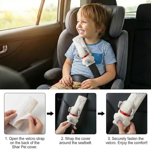 UNICOLD 2-Pack Ultra-Soft Short Plush Seatbelt Cover, Cute Animal Edition – Cloud-Like Shoulder Pad for a Comfy Ride for Adults & Kids (W-Dog) - style: W-Dog