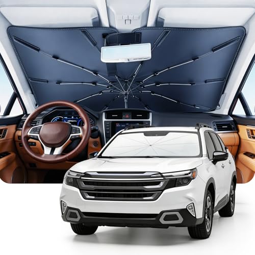 DMJN Umbrella Windshield Sun Shade for Su-baru Forester (2019-2026), Car Sunshade for Front Windshield [Nano Ice-Crystal Coatings] UPF50+ Heat & UV Block, Protect Interior & Keep Cooler - size: For | Su-baru Forester (2019-2026)