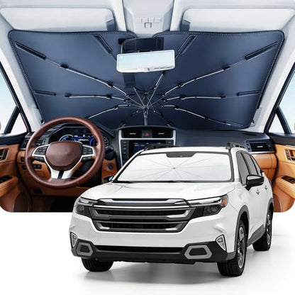 DMJN Umbrella Windshield Sun Shade for Su-baru Forester (2019-2026), Car Sunshade for Front Windshield [Nano Ice-Crystal Coatings] UPF50+ Heat & UV Block, Protect Interior & Keep Cooler - size: For | Su-baru Forester (2019-2026)